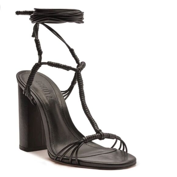 Schutz Black Leather Strappy Sandals(Size 9.5B) - Picture 1 of 9